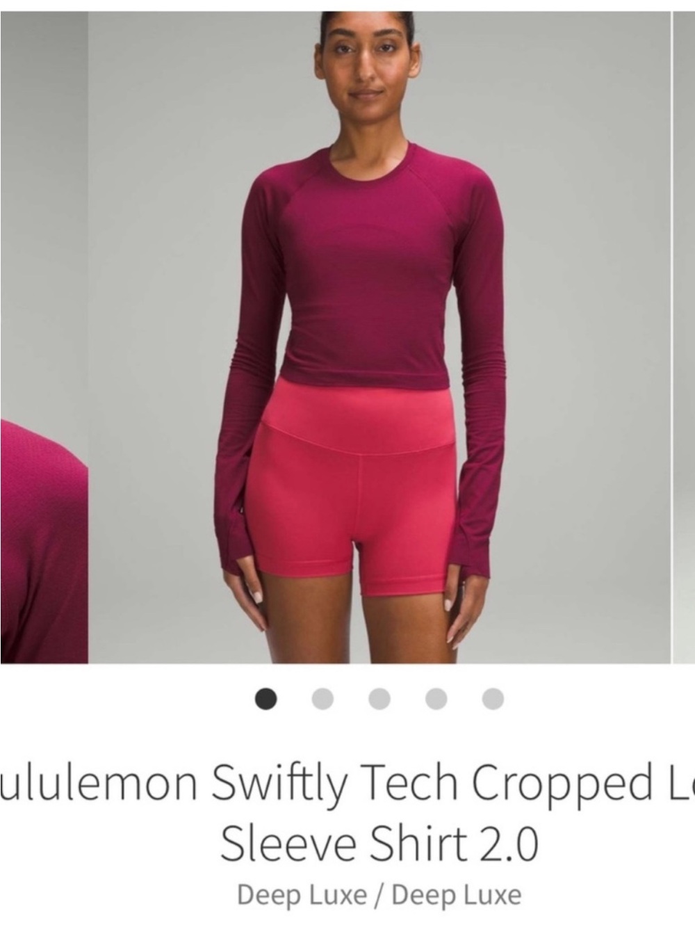 Lululemon Swiftly Tech cropped Long Sleeve Shirt 2.0 Deep Luxe Sz 4
